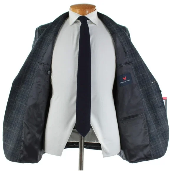 Cardinal of Canada NWT Wool Sport Coat Size 42R US In Gray & Blue Birdseye Plaid